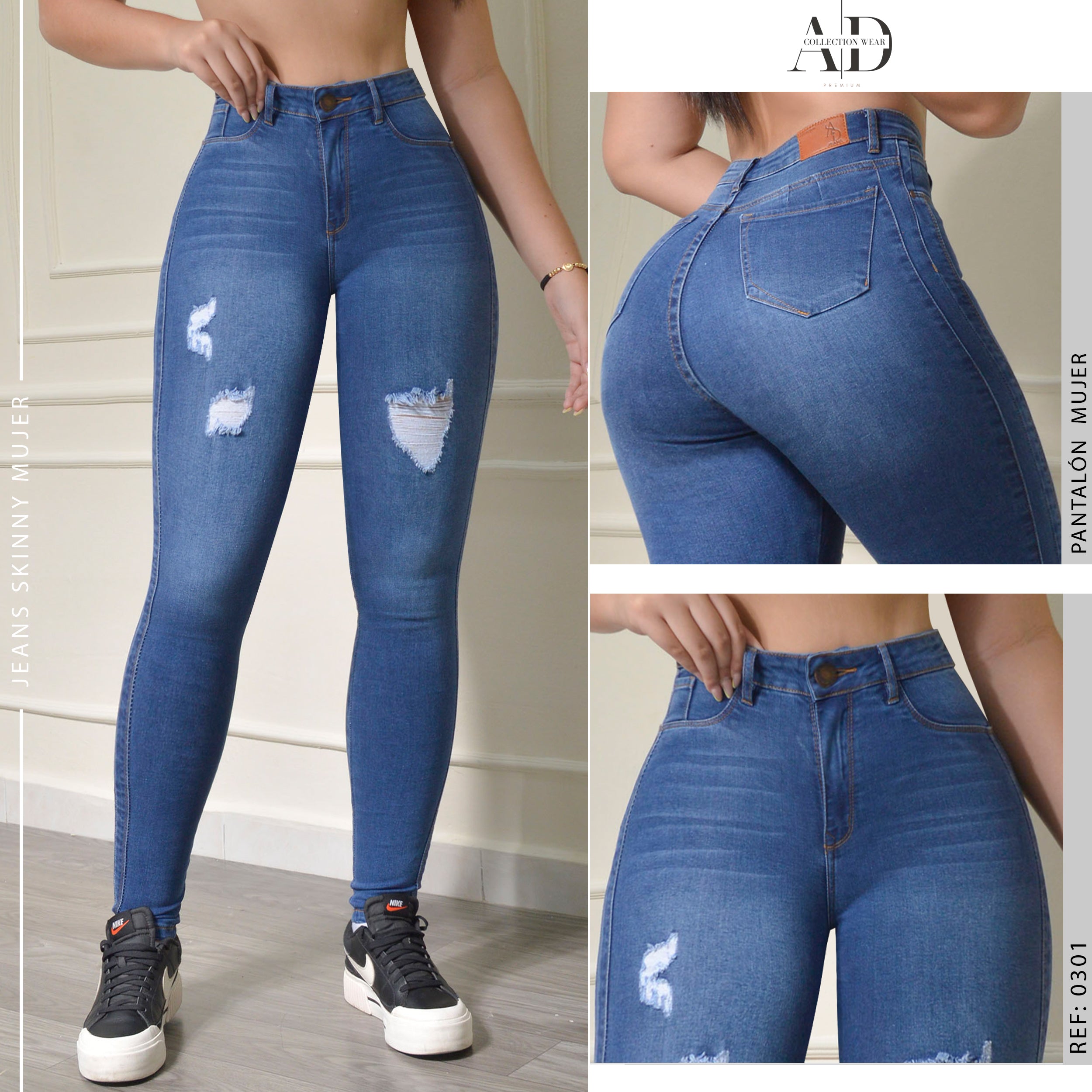 JEAN SKINNY STRETCH TIRO ALTO 0301