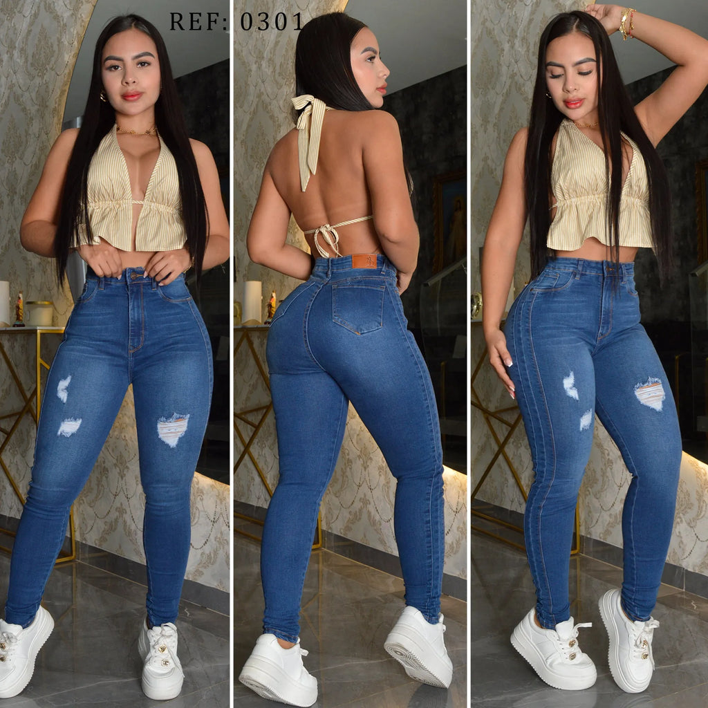 JEAN SKINNY STRETCH TIRO ALTO 0301