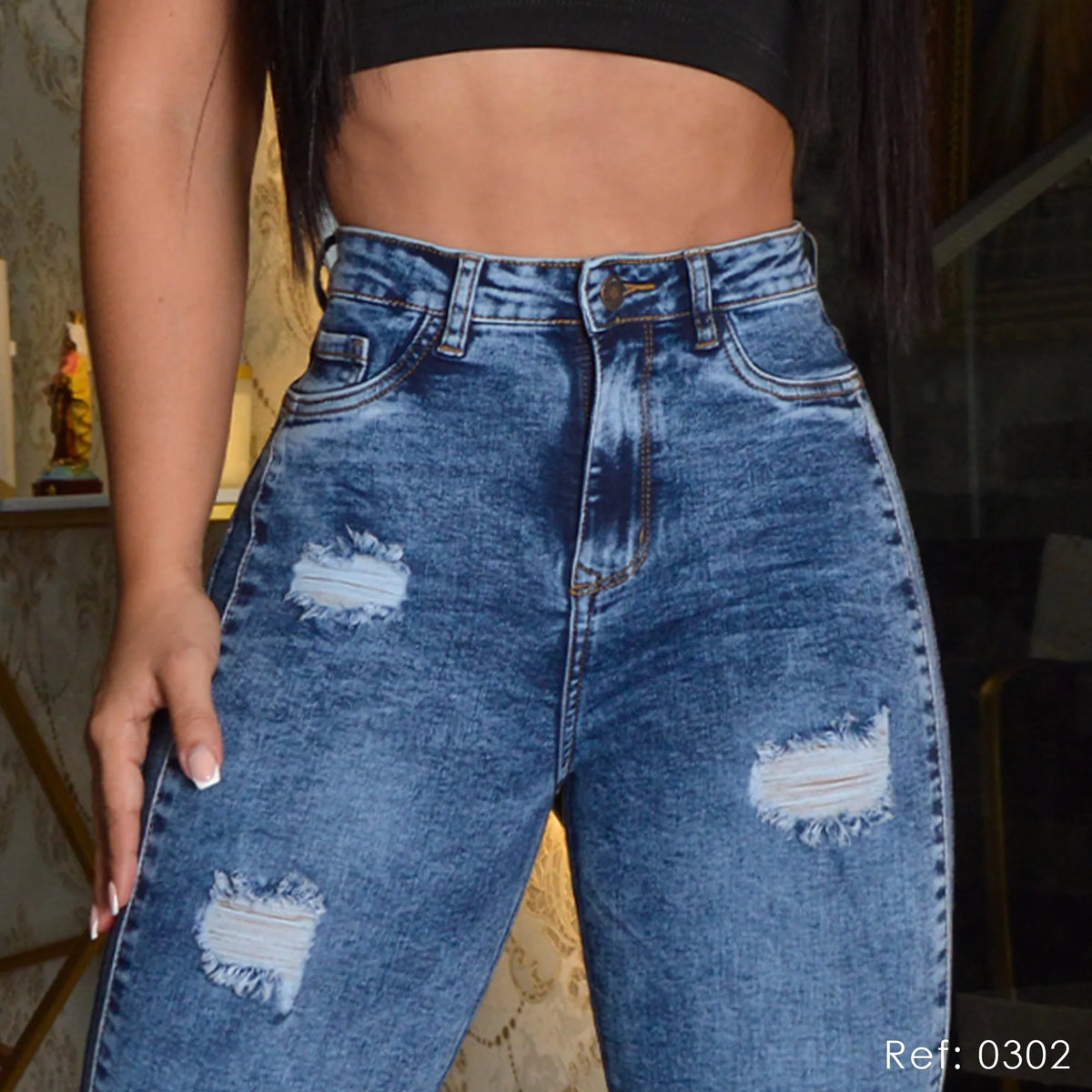 JEAN SKINNY STRETCH TIRO ALTO 0302