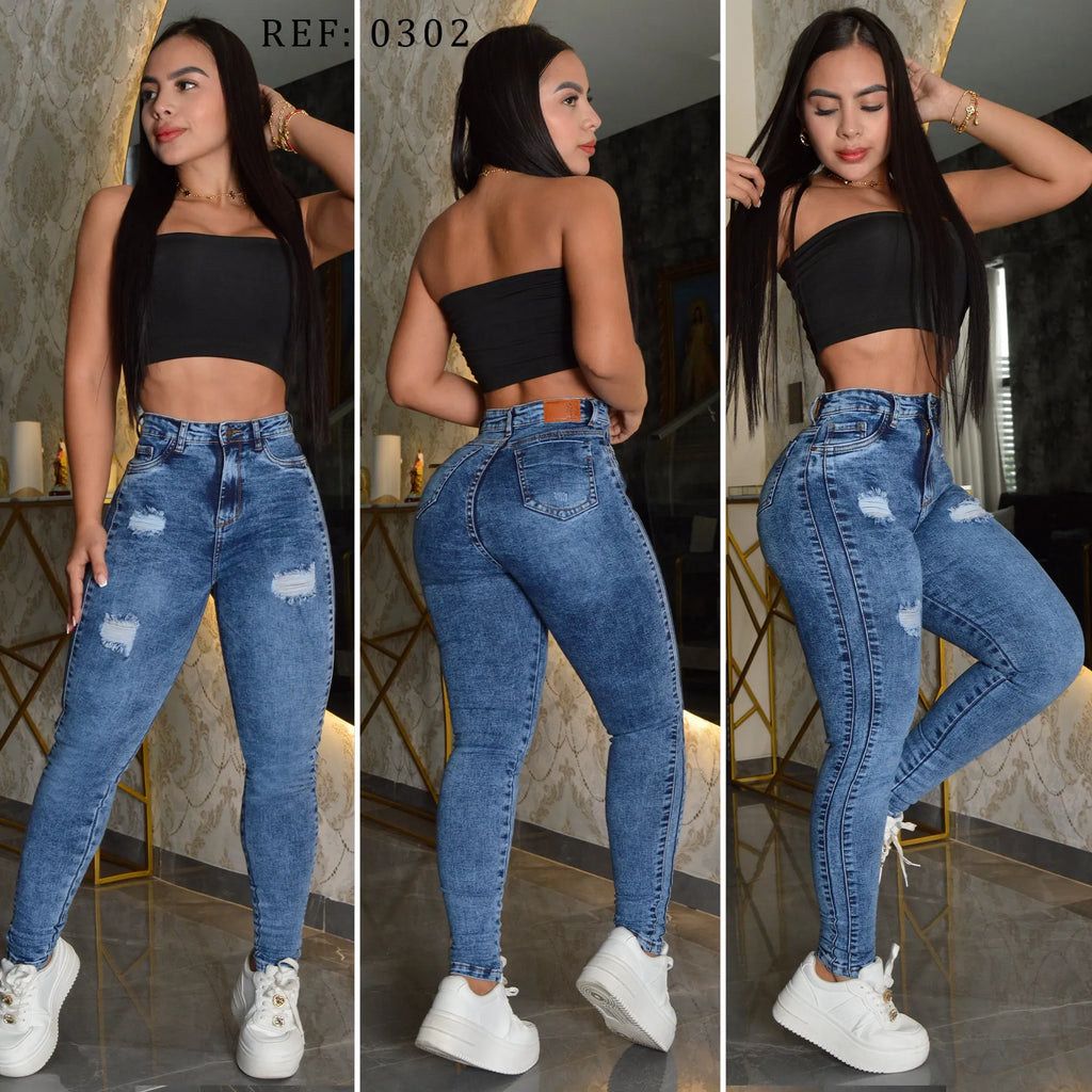 JEAN SKINNY STRETCH TIRO ALTO 0302