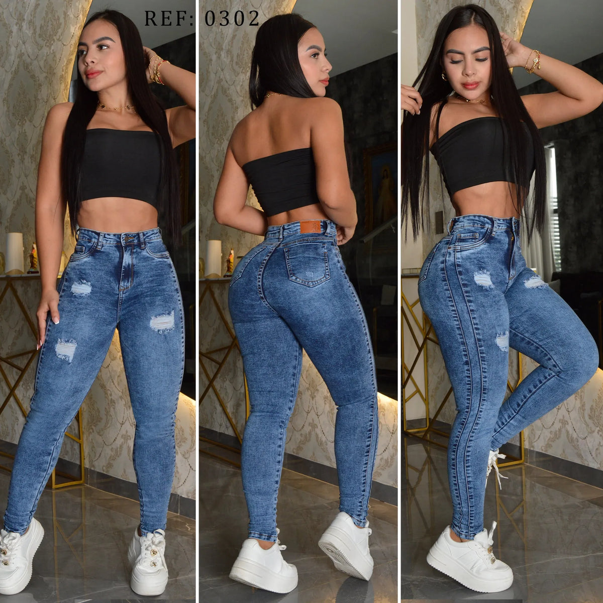 JEAN SKINNY STRETCH TIRO ALTO 0302