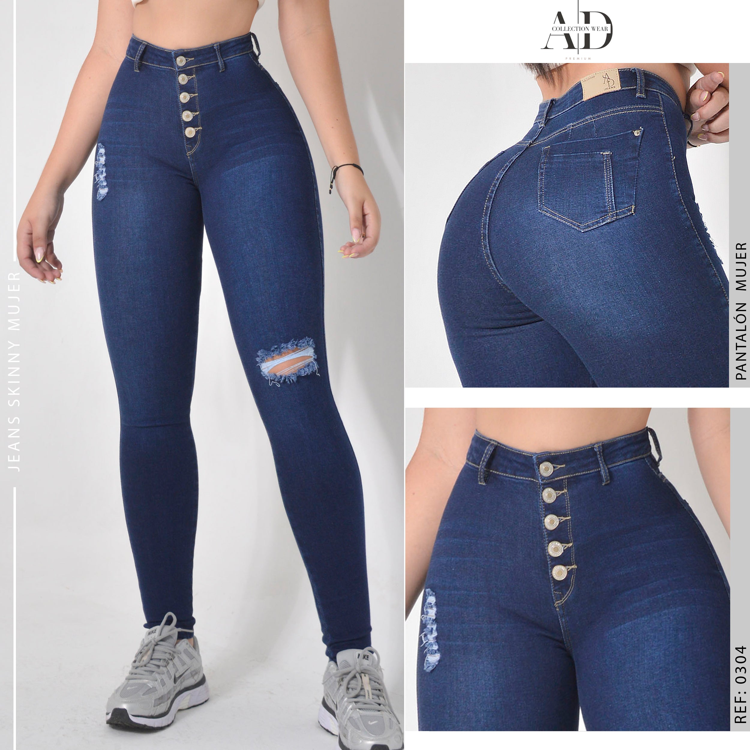 JEAN SKINNY STRETCH TIRO ALTO 0304