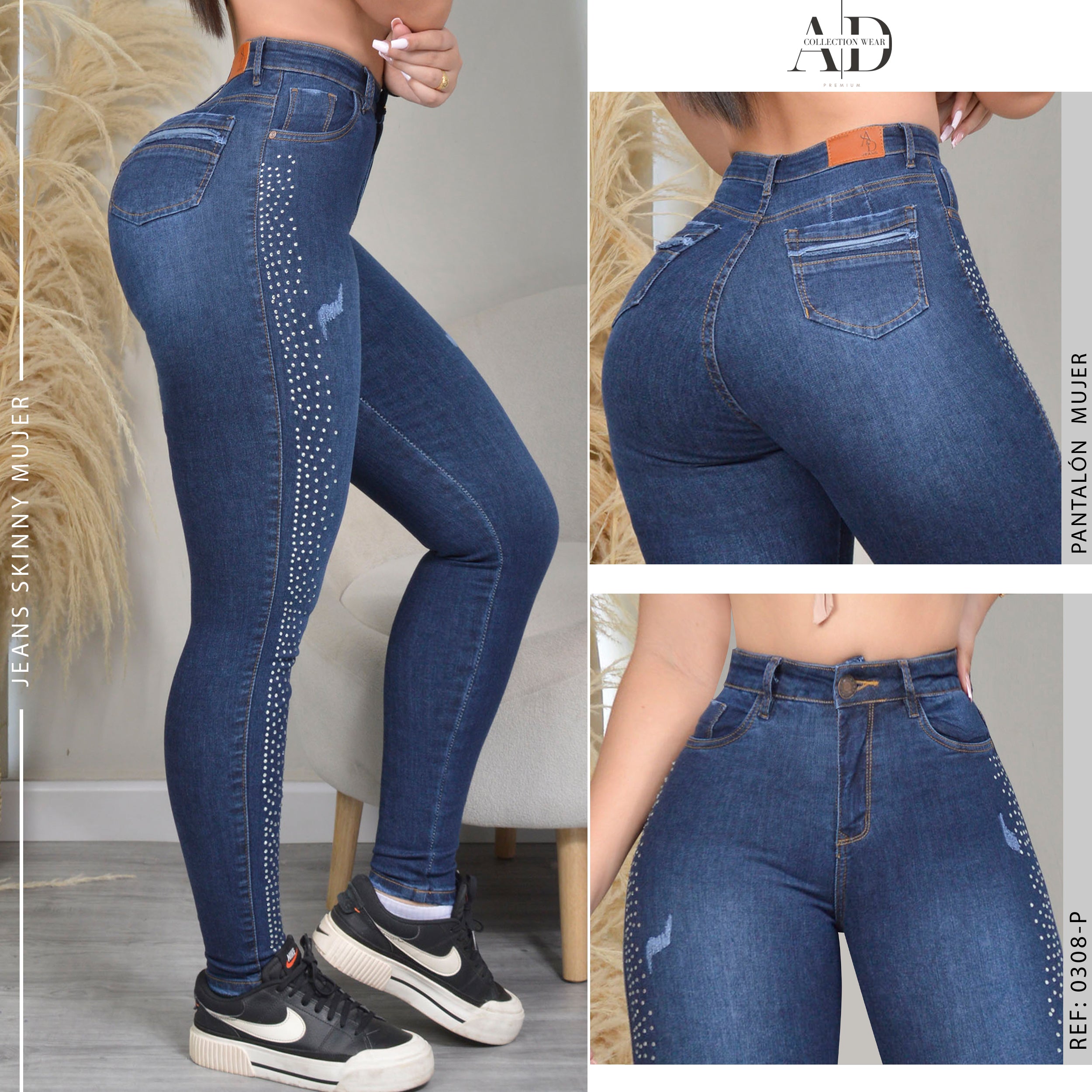 JEAN SKINNY STRETCH TIRO ALTO 0308-P
