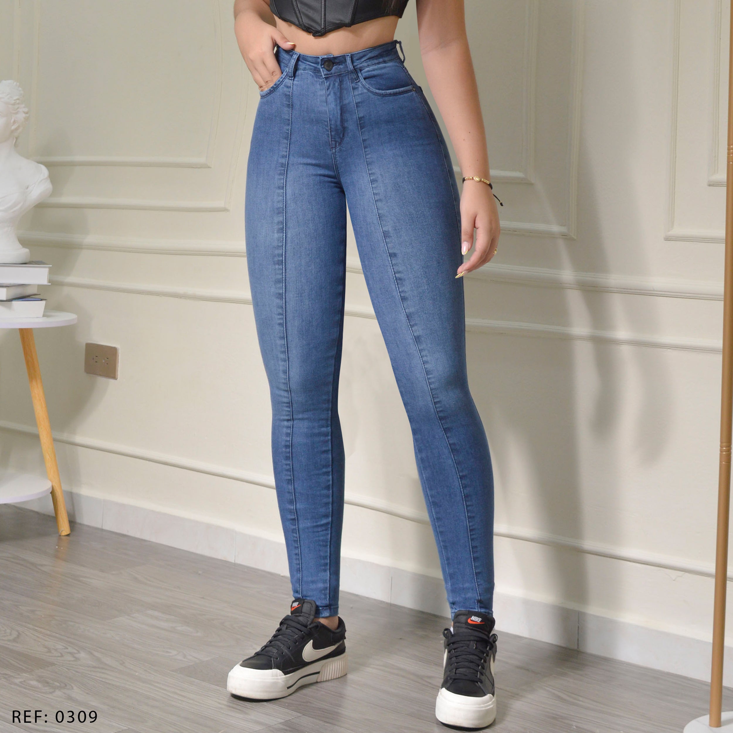JEAN SKINNY STRETCH TIRO ALTO 0309