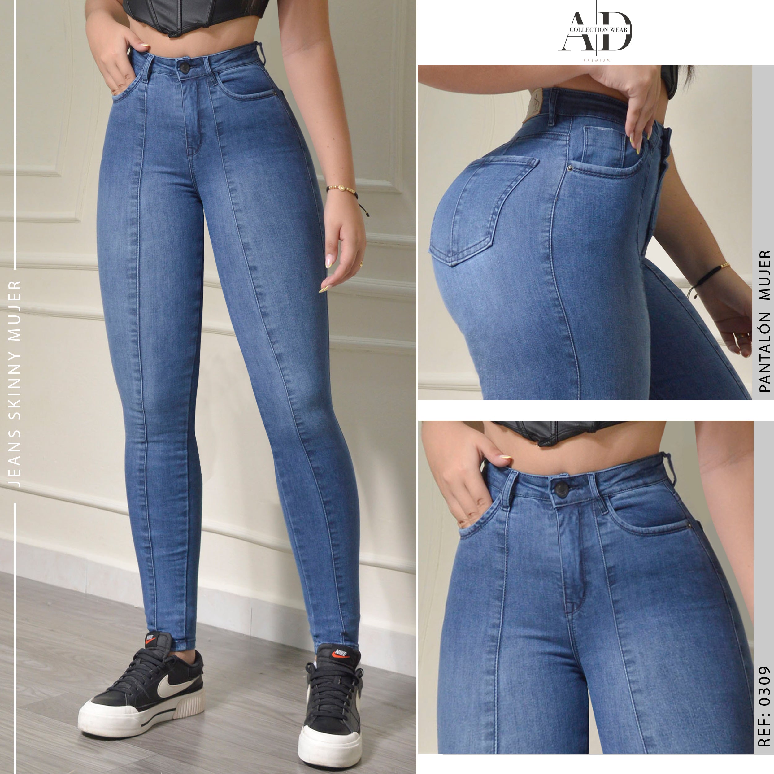 JEAN SKINNY STRETCH TIRO ALTO 0309