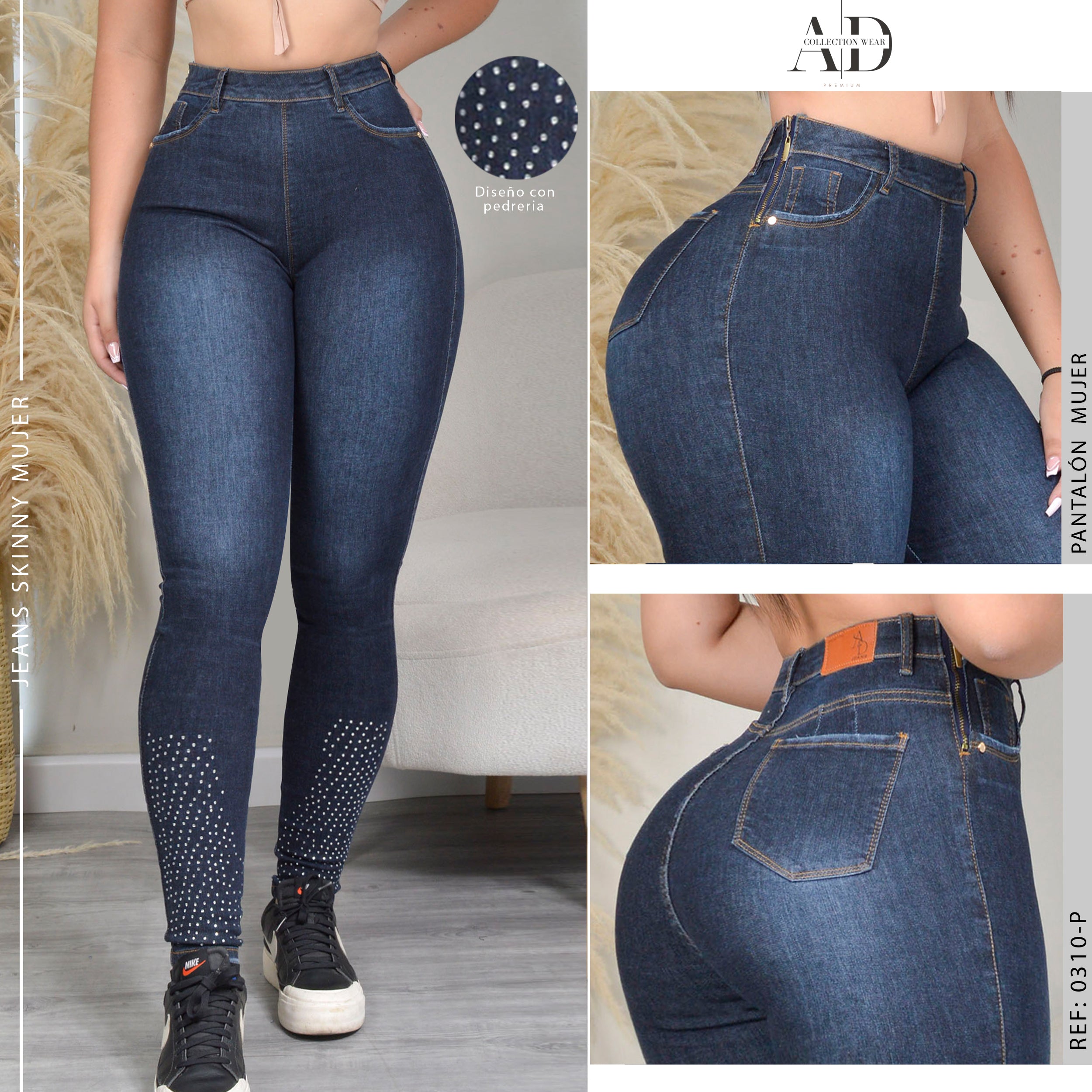 JEAN SKINNY STRETCH TIRO ALTO 0310-P