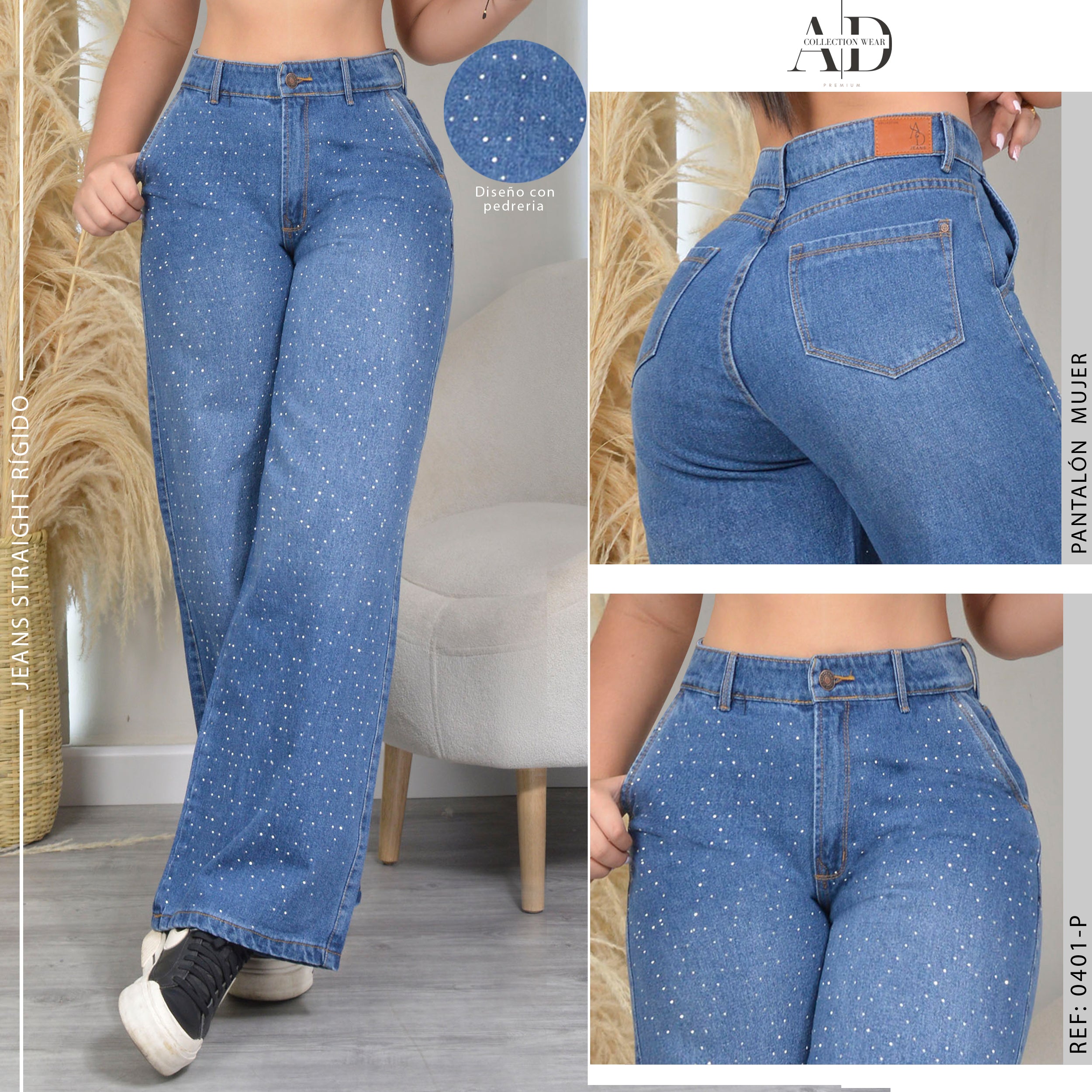 JEAN STRAIGHT LENGHT RIGIDO TIRO ALTO 0401-P