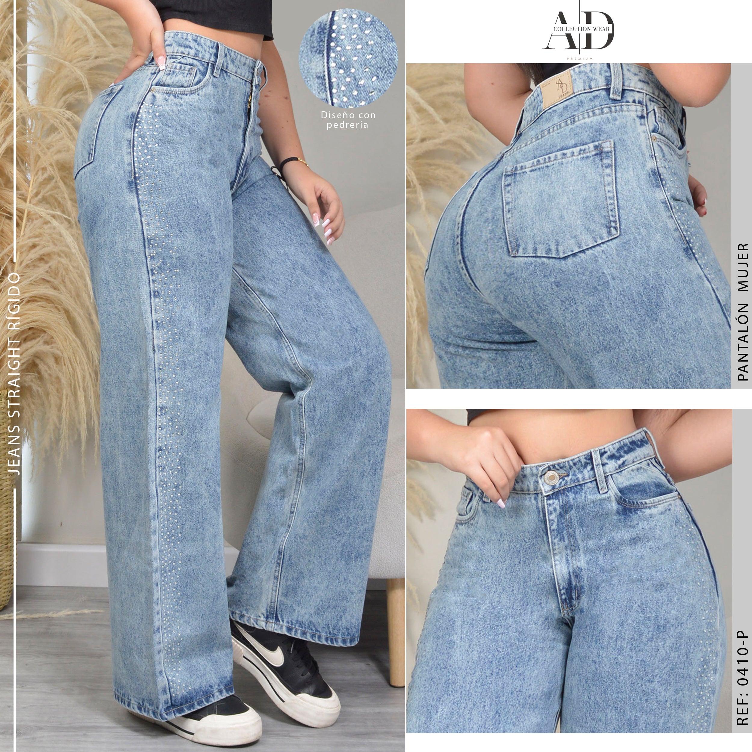 JEAN STRAIGHT LENGHT RIGIDO TIRO ALTO 0410-P